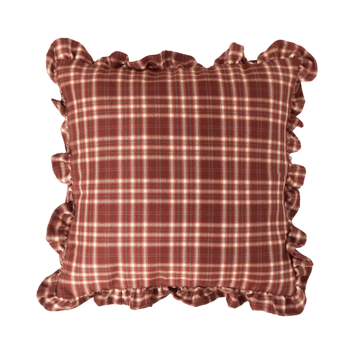 Cushion Cover Cotton Blend Gingham Ruffle 18 x 18