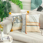 Cushion Cover Cotton Blend Jacquard & Tassels