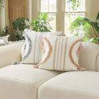 Cushion Cover Cotton Blend Semicircle Tuft & Fringe Tassels