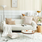 Cushion Cover Cotton Blend Vertical Rib Knit Crochet Edge