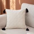Cushion Cover Cotton Blend Woven Diamond Tassels 50x50 cm