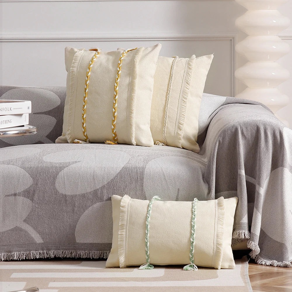 Cushion Cover Cotton Blend Woven Trim & Fringe