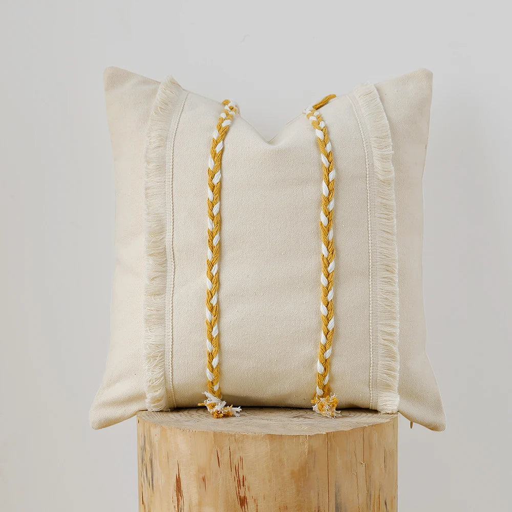 Cushion Cover Cotton Blend Woven Trim & Fringe