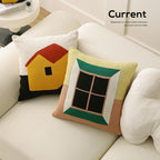 Cushion Cover Cotton Knit Triangle Pattern Removable Zipper