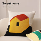 Cushion Cover Cotton Knit Triangle Pattern Removable Zipper