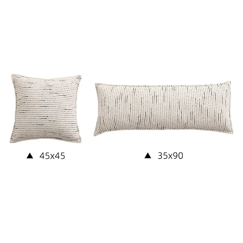 Cushion Cover Cotton-Linen Fine Stripe Hidden Zipper