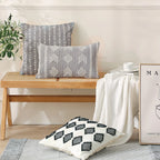Cushion Cover Cotton-Linen Geometric Texture Concealed Zipper