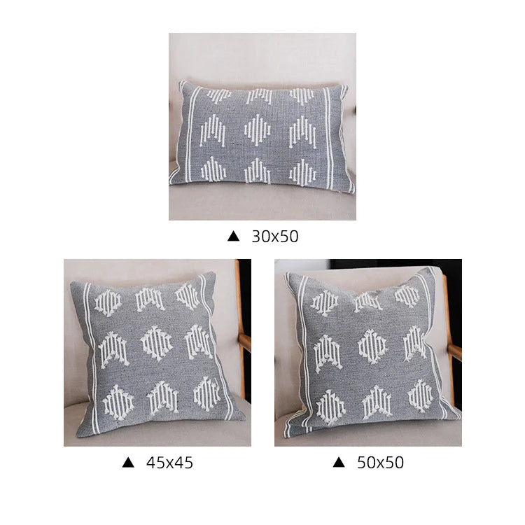 Cushion Cover Cotton-Linen Geometric Texture Concealed Zipper