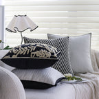 Cushion Cover Cotton-Linen Herringbone Texture Piped Edge