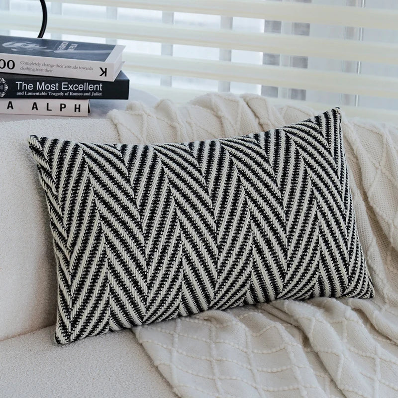 Cushion Cover Cotton-Linen Herringbone Texture Piped Edge