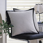 Cushion Cover Cotton-Linen Herringbone Texture Piped Edge