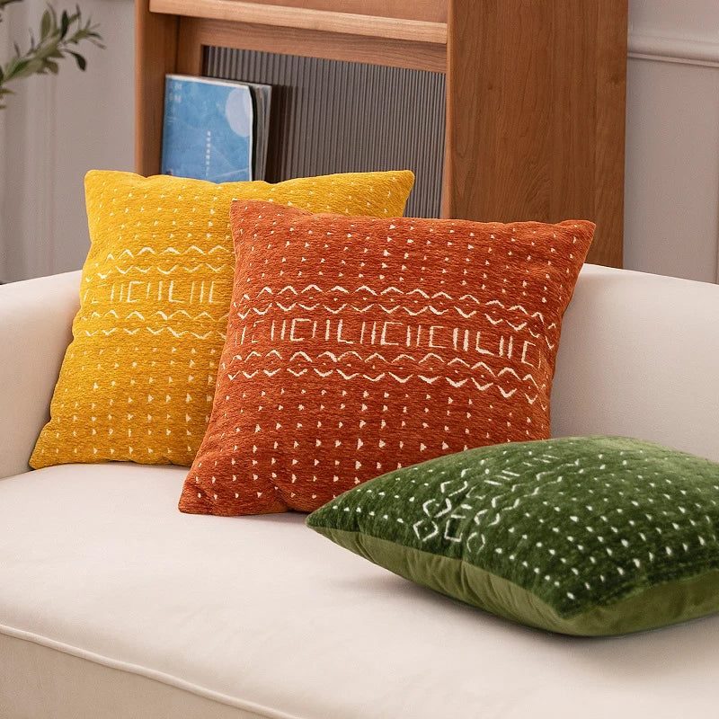 Cushion Cover Cotton-Linen Jacquard Concealed Zipper 18x18In