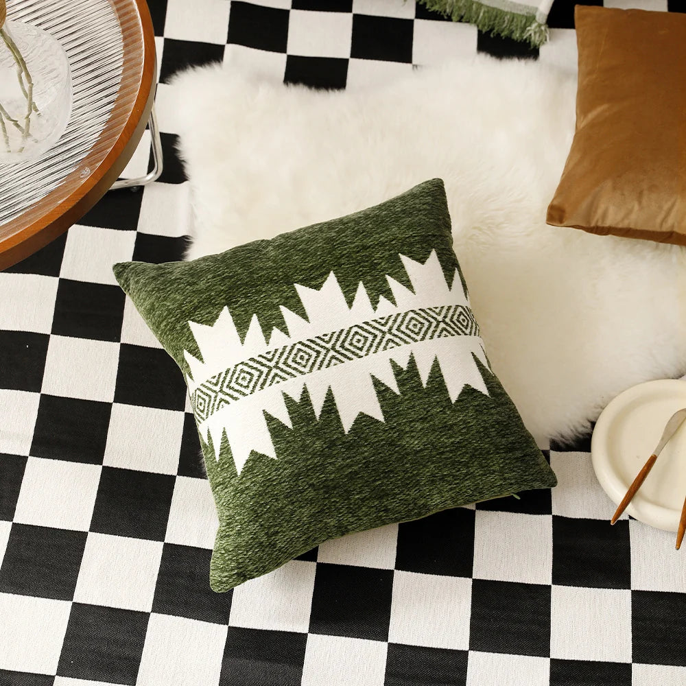 Cushion Cover Cotton-Linen Jacquard Concealed Zipper 18x18In