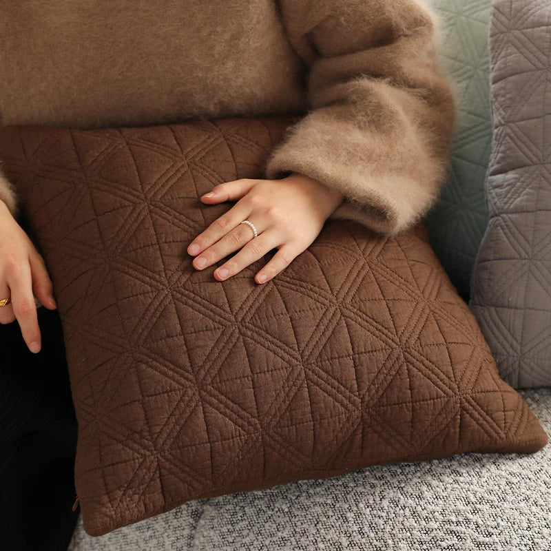 Cushion Cover Cross-Quilted Cotton Blend 45x45 cm
