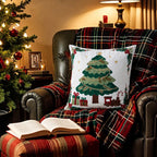Cushion Cover Embroidered Christmas Cotton-Linen 18x18in