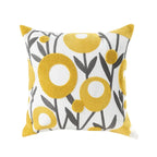 Cushion Cover Embroidered Floral Cotton Canvas Hidden Zipper