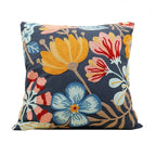 Cushion Cover Embroidered Floral Cotton Canvas Hidden Zipper