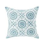 Cushion Cover Embroidered Floral Cotton Canvas Hidden Zipper