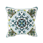 Cushion Cover Embroidered Floral Cotton Canvas Hidden Zipper