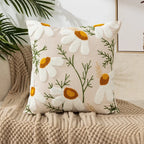 Cushion Cover Embroidered Floral Cotton Canvas Hidden Zipper