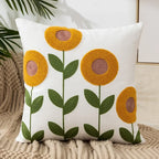 Cushion Cover Embroidered Floral Cotton Canvas Hidden Zipper
