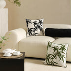 Cushion Cover Embroidered Linen-Look Zipper 18x18in