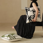 Cushion Cover Embroidered Linen-Look Zipper 18x18in