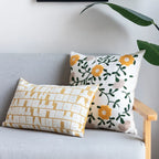 Cushion Cover Embroidered & Tufted Floral Cotton-Linen 45x45 cm