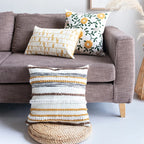 Cushion Cover Embroidered & Tufted Floral Cotton-Linen 45x45 cm