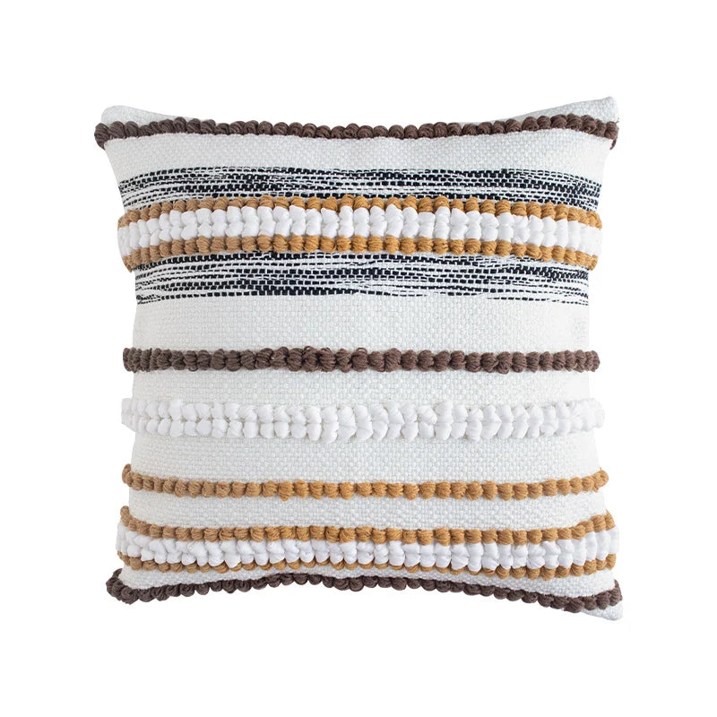 Cushion Cover Embroidered & Tufted Floral Cotton-Linen 45x45 cm