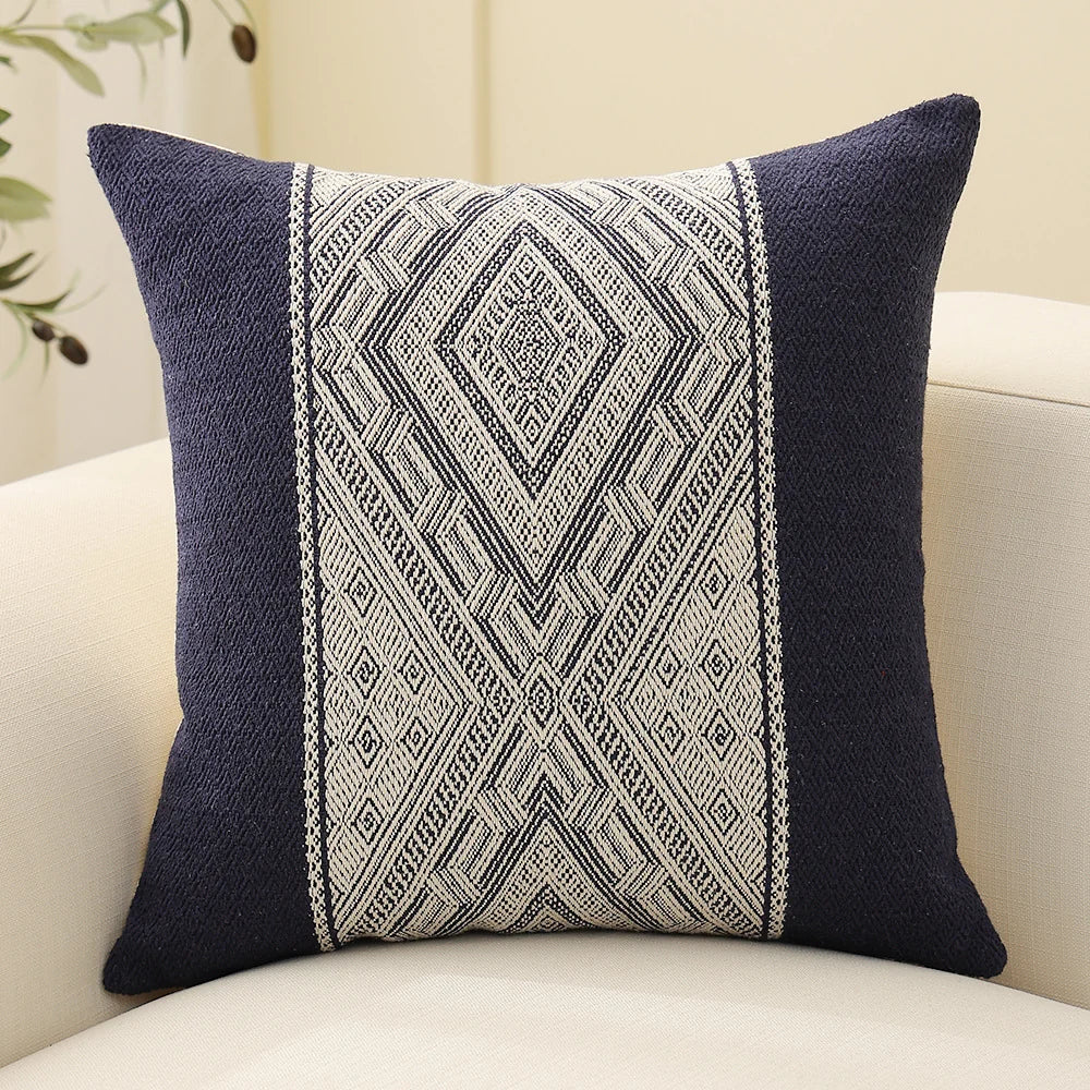 Cushion Cover Ethnic Jacquard Cotton-Blend Concealed Zipper 18x18 Inch