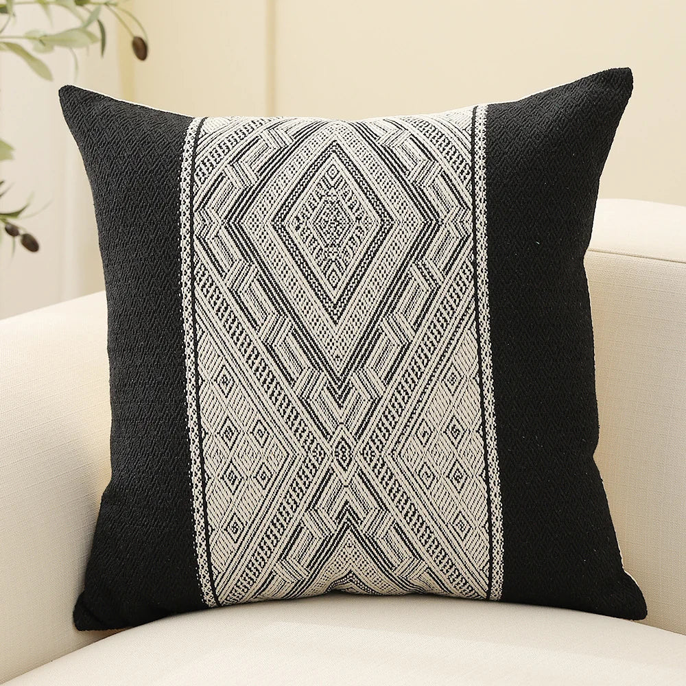 Cushion Cover Ethnic Jacquard Cotton-Blend Concealed Zipper 18x18 Inch