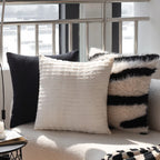 Cushion Cover Faux Fur Zebra Stripe Hidden Zipper