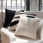 Cushion Cover Faux Fur Zebra Stripe Hidden Zipper
