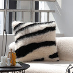 Cushion Cover Faux Fur Zebra Stripe Hidden Zipper
