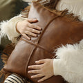 Cushion Cover Faux Leather Fringe Hidden Zipper