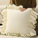 Cushion Cover Gathered Ruffle Edge Linen-Look 18x18