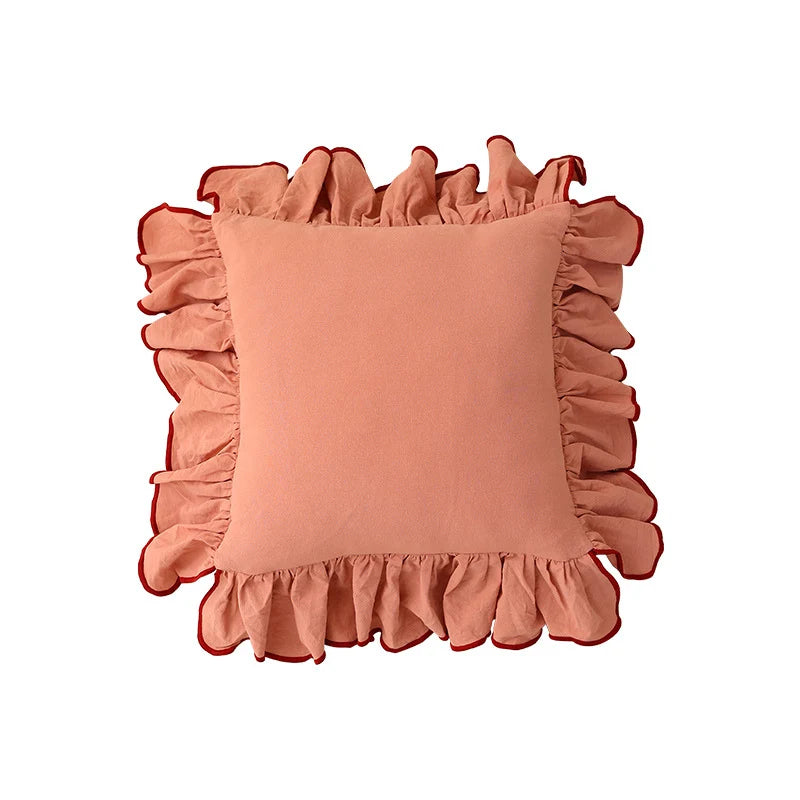 Cushion Cover Gathered Ruffle Edge Linen-Look 18x18
