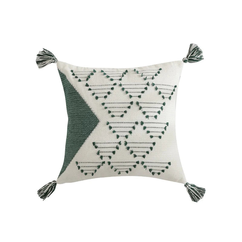 Cushion Cover Geometric Tufted Cotton Blend Concealed Zipper
