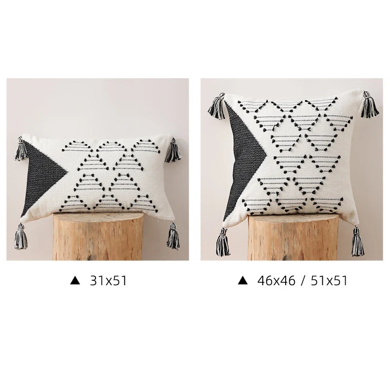 Cushion Cover Geometric Tufted Cotton Blend Concealed Zipper