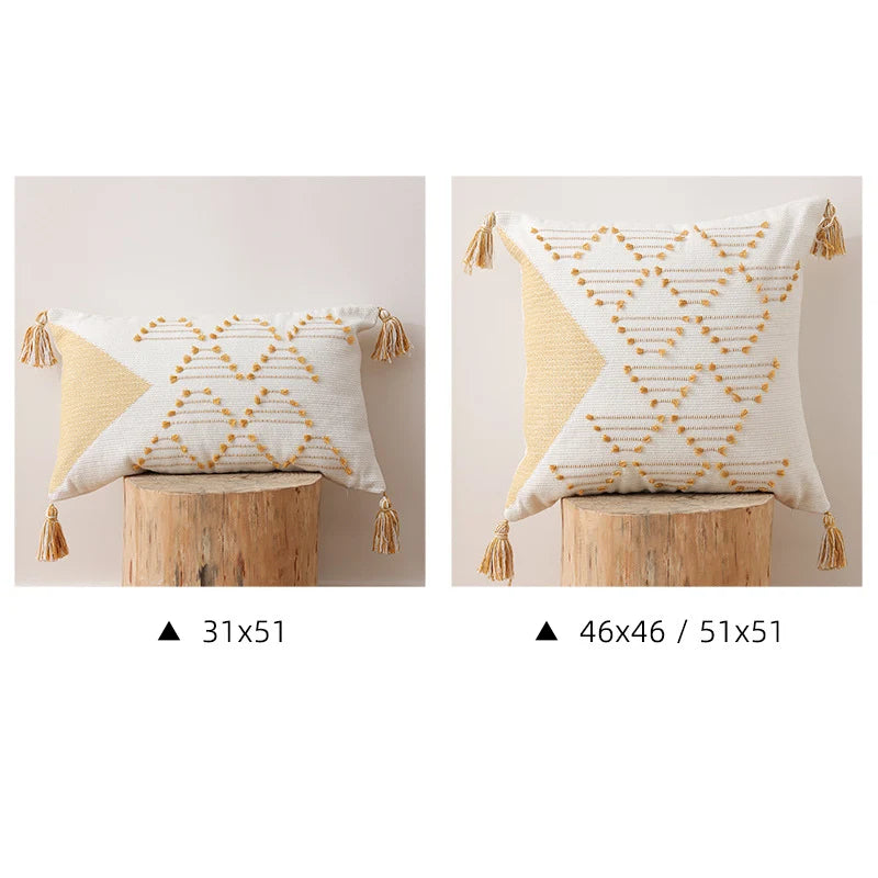 Cushion Cover Geometric Tufted Cotton Blend Concealed Zipper
