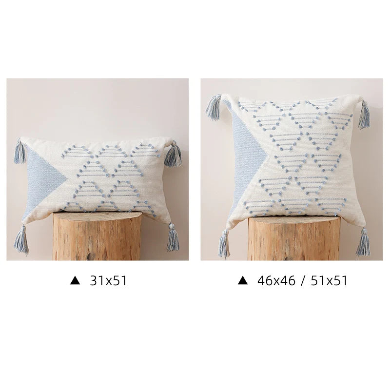 Cushion Cover Geometric Tufted Cotton Blend Concealed Zipper