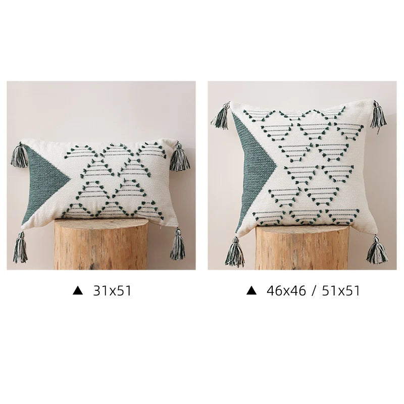 Cushion Cover Geometric Tufted Cotton Blend Concealed Zipper