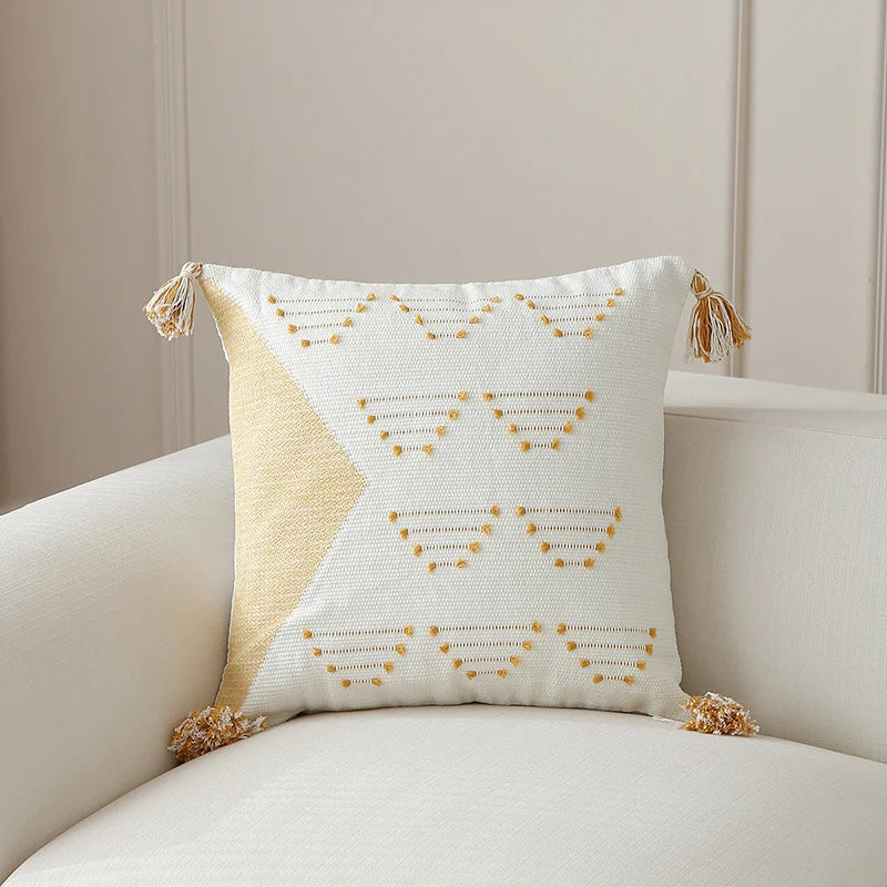 Cushion Cover Geometric Tufted Cotton Blend Machine Washable