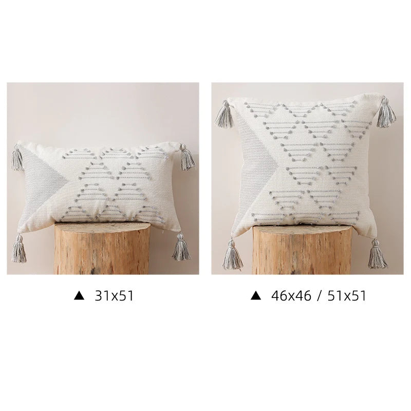 Cushion Cover Geometric Tufted Cotton Blend Machine Washable