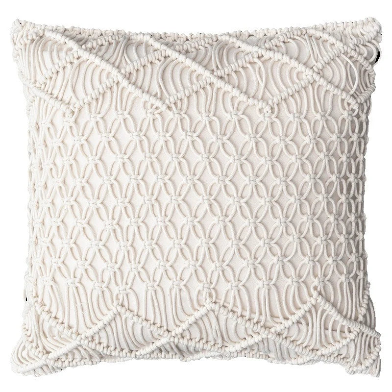 Cushion Cover Hand-Knotted Macrame Cotton Blend 45x45 cm