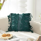 Cushion Cover Hand-Knotted Macrame Fringe Cotton Blend 18x18