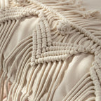 Cushion Cover Hand-Knotted Macrame Fringe Cotton Blend 18x18