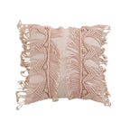 Cushion Cover Hand-Knotted Macrame Fringe Cotton Blend 18x18