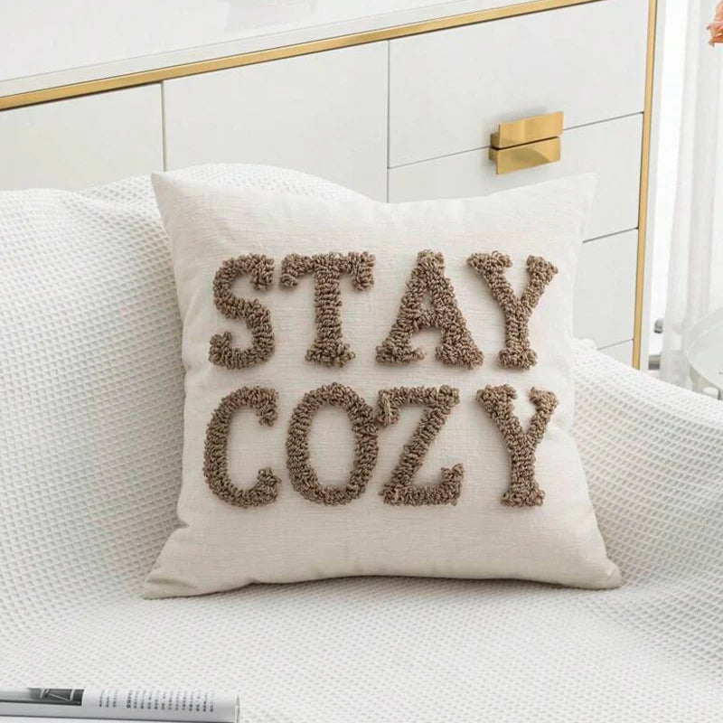 Cushion Cover Hand-Tufted Bouclé Cotton-Linen 18x18